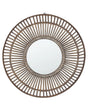 Wall Mirror Dark Wood Round 66 cm Handmade Bamboo Weave Frame Boho Rustic Beliani