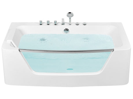 Whirlpool Bath White Sanitary Acrylic Single 170 x 80 cm 9 Jet Rectangular Modern Style Beliani