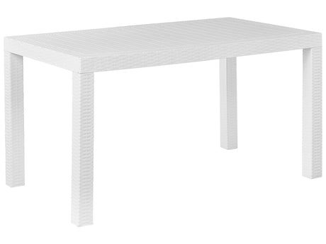Garden Dining Table White 140 x 80 cm 6 Seater Rectangular Outdoor Minimalistic Beliani