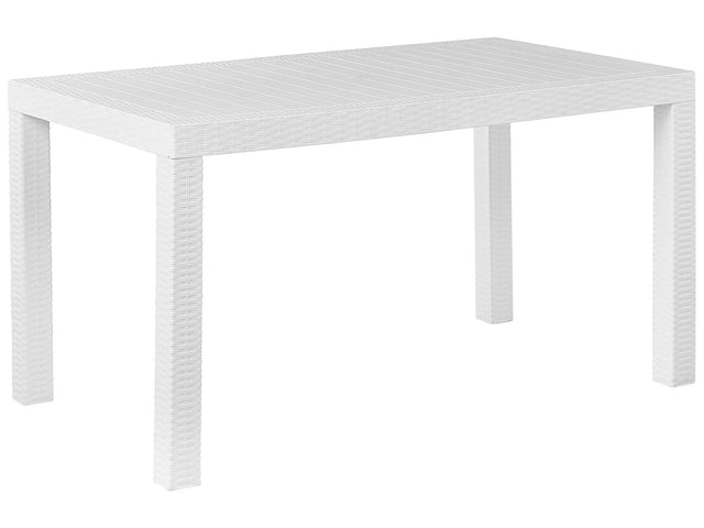 Garden Dining Table White 140 x 80 cm 6 Seater Rectangular Outdoor Minimalistic Beliani
