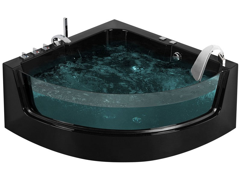 Corner Whirlpool Bath Black Sanitary Acrylic with LED 4 Jest Modern Style Beliani