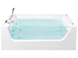 Whirlpool Hot Tub White Acrylic Freestanding Bath with Jets Glass Panels 170 x 80 cm Beliani
