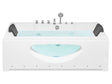 Whirlpool Bath White Sanitary Acrylic Glass Transparent Front with LED Lights Headrests Massage Water Jets 170 x 80 cm Rectangular Hot Tub Beliani