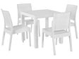 Garden Dining Set White Square Table 80 x 80 cm 4 Stackable Chairs 4 Seater Minimalistic Beliani