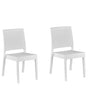 Set of 2 Garden Dining Chairs White Synthetic Material Stackable Outdoor Minimalistic Beliani