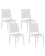 Set of 4 Garden Dining Chairs White Synthetic Material Stackable Outdoor Minimalistic Beliani