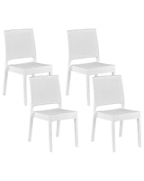 Set of 4 Garden Dining Chairs White Synthetic Material Stackable Outdoor Minimalistic Beliani
