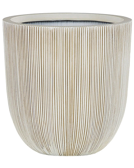 Plant Pot Beige Polyresin Tall Flower Planter 48 x  44 cm Modern Minimalistic Outdoor Indoor Decor Accessories Beliani
