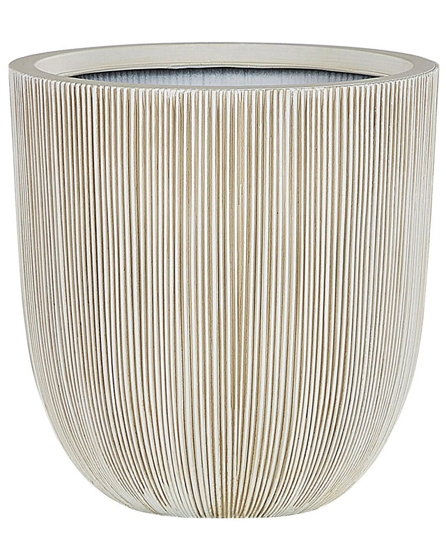 Plant Pot Beige Polyresin Tall Flower Planter 48 x  44 cm Modern Minimalistic Outdoor Indoor Decor Accessories Beliani