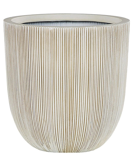Plant Pot Beige Polyresin Tall Flower Planter 33 x  31 cm Modern Minimalistic Outdoor Indoor Decor Accessories Beliani