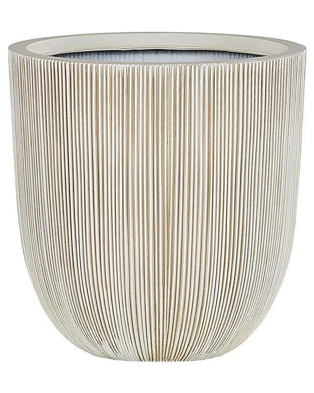 Plant Pot Beige Polyresin Tall Flower Planter 33 x  31 cm Modern Minimalistic Outdoor Indoor Decor Accessories Beliani