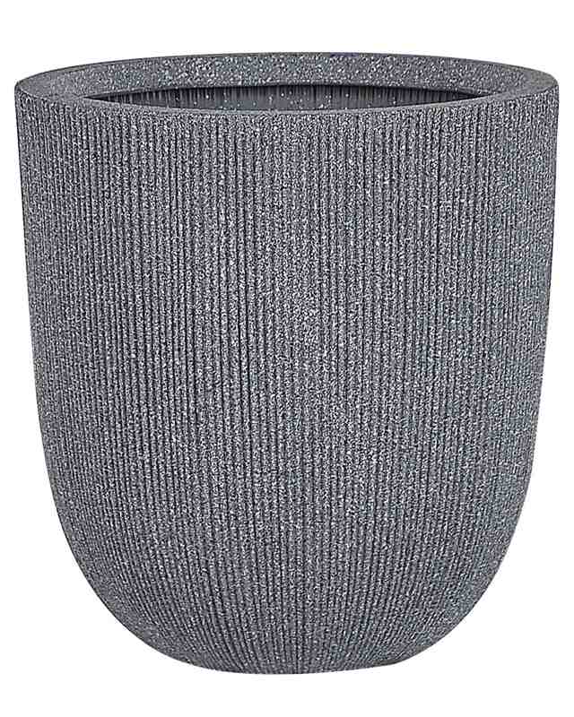 Plant Pot Grey Polyresin Tall Flower Planter 33 x ø 31 cm Modern Minimalistic Outdoor Indoor Decor Accessories Beliani