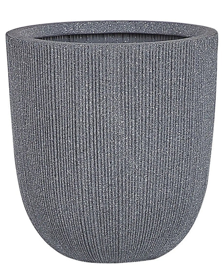 Plant Pot Grey Polyresin Tall Flower Planter 33 x  31 cm Modern Minimalistic Outdoor Indoor Decor Accessories Beliani