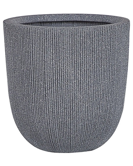 Plant Pot Grey Polyresin Tall Flower Planter 38 x  37 cm Modern Minimalistic Outdoor Indoor Decor Accessories Beliani