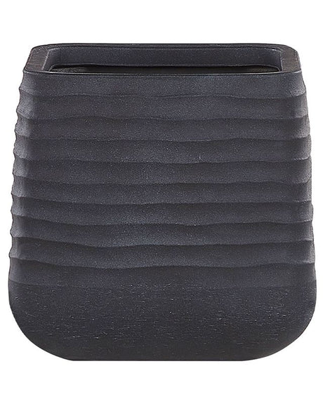 Large Plant Pot Black Polyresin Outdoor Garden Square 38 x 37 cm UV Resistance Beliani