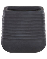 Large Plant Pot Black Polyresin Outdoor Garden Square 38 x 37 cm UV Resistance Beliani