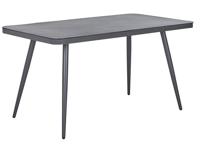 Garden Dining Table Grey Matte Finish 140 x 80 cm Aluminium 4 People Rectangular Minimalist Industrial Beliani