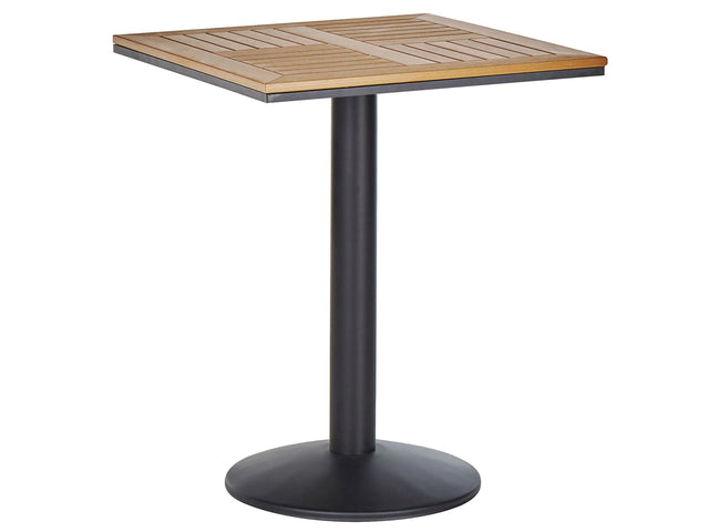 Garden Bistro Coffee Table Light Brown Square Top 60x60 cm Black Metal Base Rustic Modern Beliani
