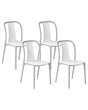 Set of 4 Garden Chairs White and Grey Synthetic Material Stacking Armless Outdoor Patio Beliani