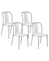 Set of 4 Garden Chairs White and Grey Synthetic Material Stacking Armless Outdoor Patio Beliani