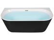 Bathtub Black Sanitary Acrylic Oval Single 170 x 80 cm with Overflow System Drainage Pipe Modern Design Beliani