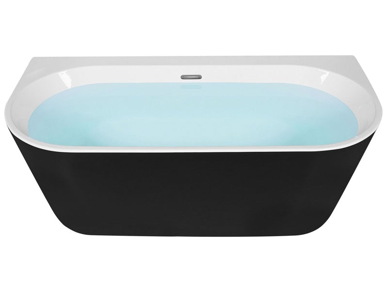 Bathtub Black Sanitary Acrylic Oval Single 170 x 80 cm with Overflow System Drainage Pipe Modern Design Beliani