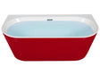 Bathtub Red Sanitary Acrylic Oval Single 170 x 80 cm with Overflow System Drainage Pipe Modern Design Beliani