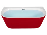 Bathtub Red Sanitary Acrylic Oval Single 170 x 80 cm with Overflow System Drainage Pipe Modern Design Beliani