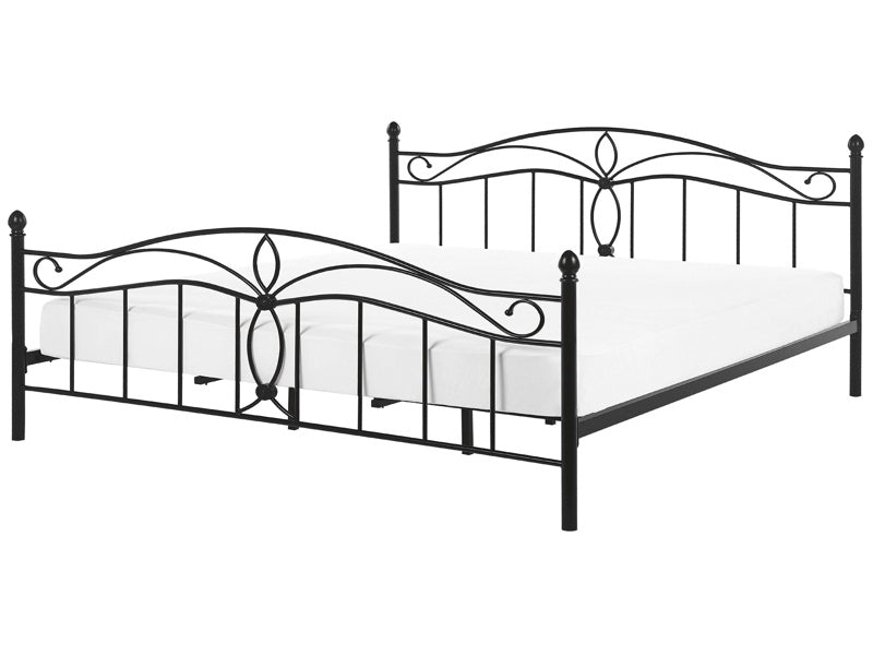 Bed Frame Black EU Super King Size 6ft Metal Vintage Beliani