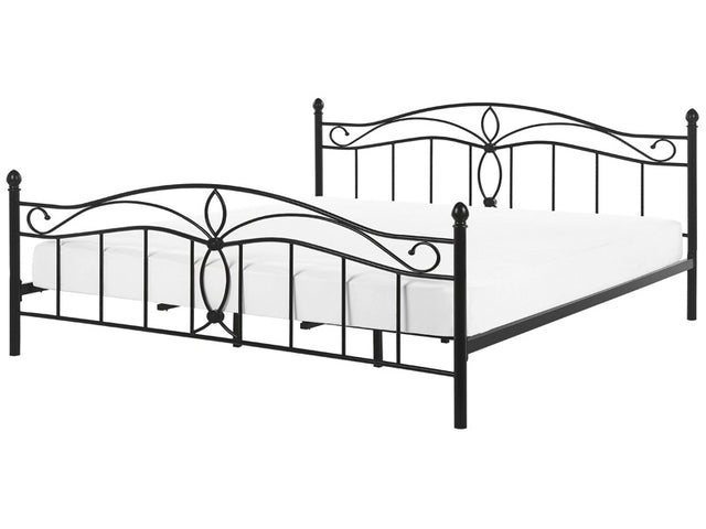 Bed Frame Black EU Super King Size 6ft Metal Vintage Beliani