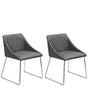 Set of 2 Dining Chairs Grey Faux Leather Chromed Metal Legs Modern Beliani