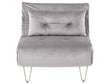 Small Sofa Bed Grey Velvet 1 Seater Fold-Out Sleeper Armless With Cushion Metal Gold Legs Glamour Beliani