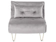 Small Sofa Bed Grey Velvet 1 Seater Fold-Out Sleeper Armless With Cushion Metal Gold Legs Glamour Beliani