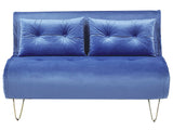 Sofa Bed Navy Blue Velvet 2 Seater Fold-Out Sleeper Armless With 2 Cushions Metal Gold Legs Glamour Beliani