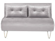 Sofa Bed Grey Velvet 2 Seater Fold-Out Sleeper Armless With 2 Cushions Metal Gold Legs Glamour Beliani