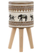 Plant Stand Magnesium Round Solid Wood Base Rustic African Style Tall Plant Pot Planter Beliani
