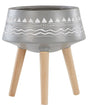 Plant Stand Light Grey Magnesium Round 42 x 42 x 26 cm Solid Wood Base Modern Boho Tall Plant Pot Planter Beliani