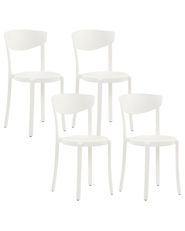 Set of 4 Garden Chairs White Polypropylene Lightweight Weather Resistant Plastic Indoor Outdoor Modern Beliani