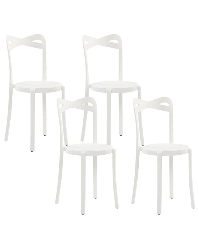 Set of 4 Garden Chairs White Polypropylene Lightweight Indoor Outdoor Weather Resistant Plastic Modern Beliani