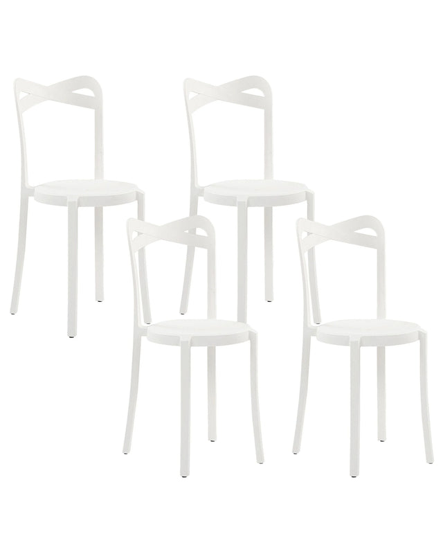 Set of 4 Garden Chairs White Polypropylene Lightweight Indoor Outdoor Weather Resistant Plastic Modern Beliani