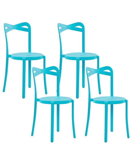 Set of 4 Garden Chairs Blue Polypropylene Lightweight Indoor Outdoor Weather Resistant Plastic Modern Beliani