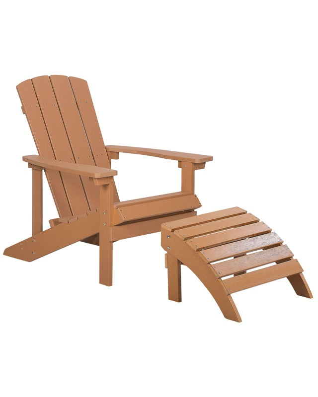 Garden Chair Light Wood Plastic Wood with Footstool Weather Resistant Modern Style Beliani