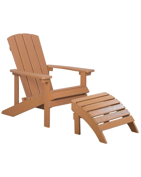 Garden Chair Light Wood Plastic Wood with Footstool Weather Resistant Modern Style Beliani