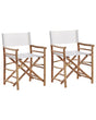 Set of 2 Bamboo Chairs Natural Wood Folding Directors Chairs and Side Table Beliani