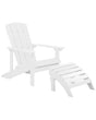 Garden Chair White Plastic Wood with Footstool Weather Resistant Modern Style Beliani