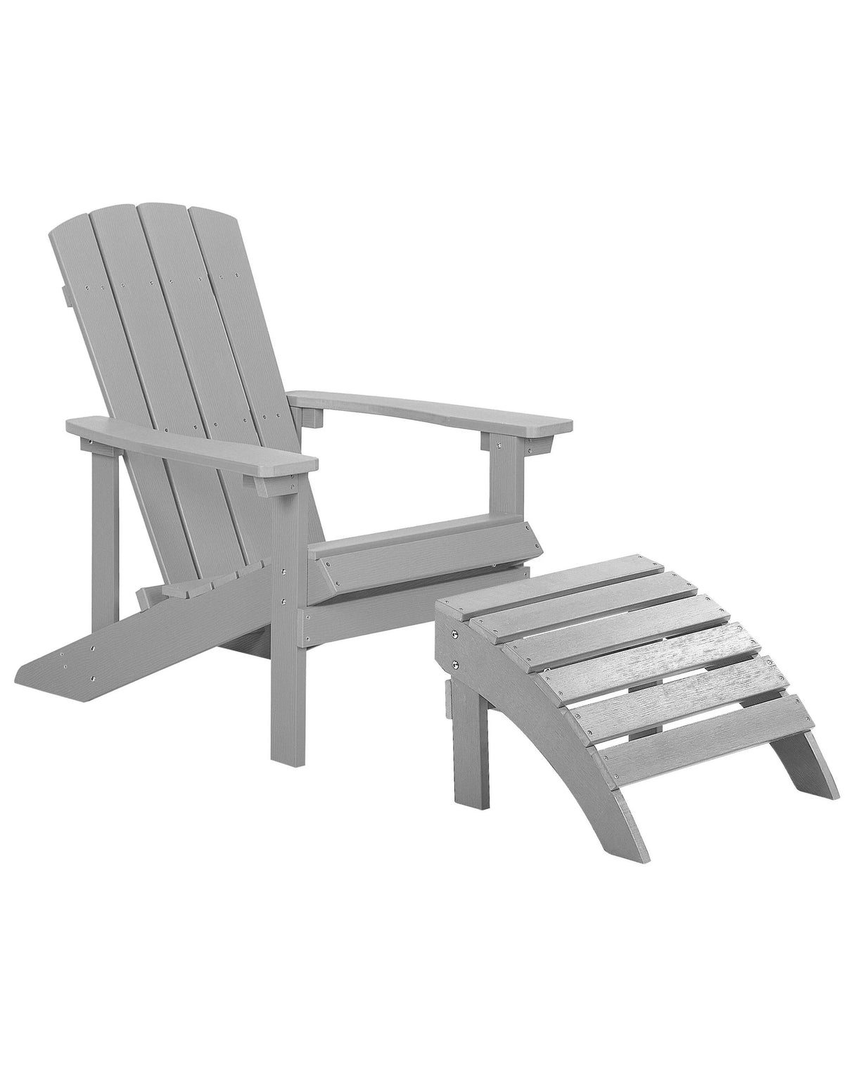Garden Chair Light Grey Plastic Wood with Footstool Weather Resistant Modern Style Beliani