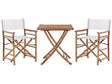 Bamboo Bistro Set Natural Wood Beige Fabric Seat 2 Folding Directors Chairs and Side Table Beliani