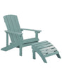 Garden Chair Turquoise Plastic Wood with Footstool Weather Resistant Modern Style Beliani