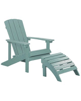 Garden Chair Turquoise Plastic Wood with Footstool Weather Resistant Modern Style Beliani