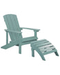 Garden Chair Turquoise Plastic Wood with Footstool Weather Resistant Modern Style Beliani